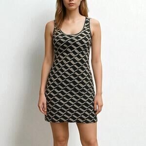 2/$15 Max Studio Twist Racerback Mini Dress Striped Sleeveless Scoop Neck Size S